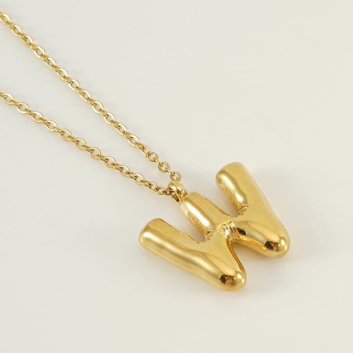 1 Piece Simple Series Simple Letter W Stainless Steel  Gold Color Women's Pendant Necklaces 